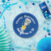 Niedlicher Roboter, der im Weltraum Cartoon fliegt Pappteller (Party)