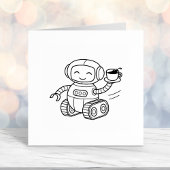 Niedlicher Roboter, der Kaffee liefert Permastempel