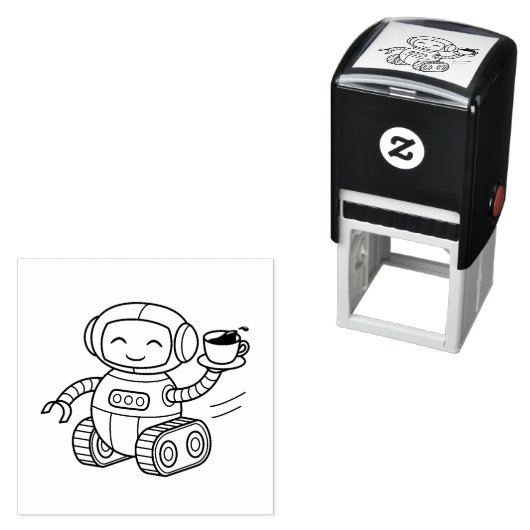 Niedlicher Roboter, der Kaffee liefert Permastempel (Beispiel)