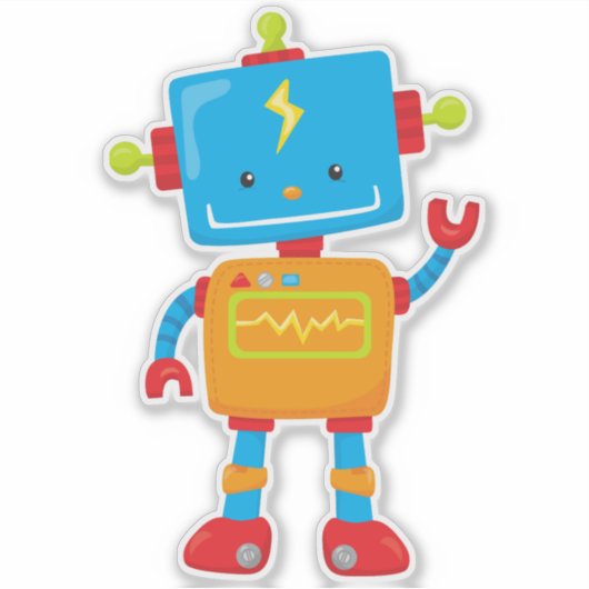 Niedlicher Roboter, farbenfroher Roboter, Funny Ro Aufkleber (Vorderseite)