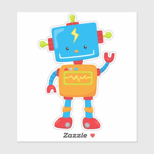 Niedlicher Roboter, farbenfroher Roboter, Funny Ro Aufkleber (Blatt)