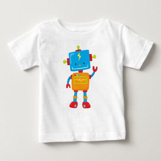 Niedlicher Roboter, farbenfroher Roboter, Funny Ro Baby T-shirt (Vorderseite)