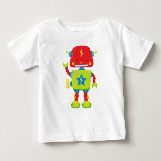 Niedlicher Roboter, Funny Robot, farbenfroher Robo Baby T-shirt (Vorderseite)