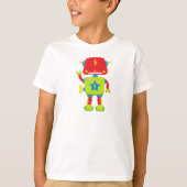 Niedlicher Roboter, Funny Robot, farbenfroher Robo T-Shirt (Vorderseite)