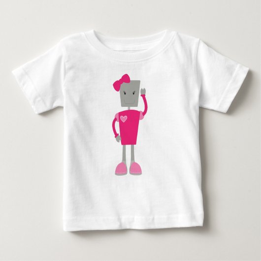 Niedlicher Roboter, Funny Robot, Girl Robot, Pink Baby T-shirt (Vorderseite)