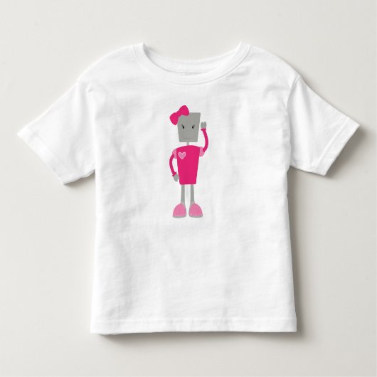 Niedlicher Roboter, Funny Robot, Girl Robot, Pink Kleinkind T-shirt (Vorderseite)