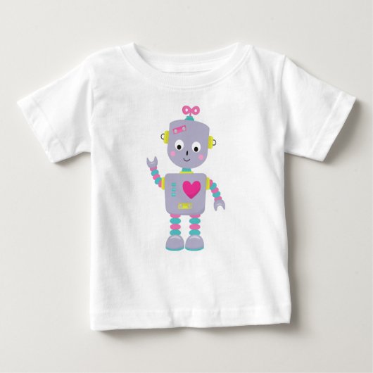 Niedlicher Roboter, Lila Roboter, Funny Robot, Alb Baby T-shirt (Vorderseite)