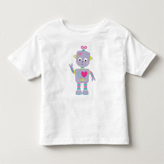 Niedlicher Roboter, Lila Roboter, Funny Robot, Alb Kleinkind T-shirt (Vorderseite)
