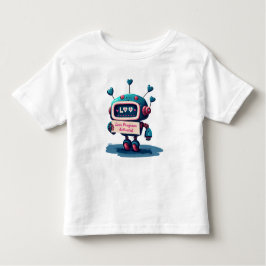 Niedlicher Roboter mit blauen Herzen Valentinin Te Kleinkind T-shirt