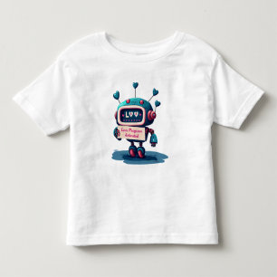 Niedlicher Roboter mit blauen Herzen Valentinin Te Kleinkind T-shirt