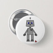 Niedlicher Roboter mit einem defekten Herzen Button (Vorne & Hinten)