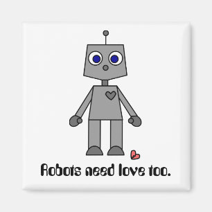 Niedlicher Roboter mit einem defekten Herzen Magnet