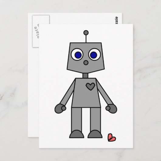 Niedlicher Roboter mit gebrochenem Herzen Postkarte (Vorne/Hinten)