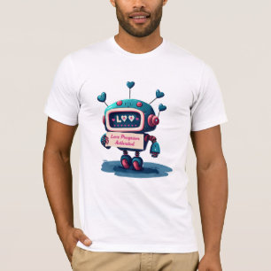 Niedlicher Roboter mit Liebe Valentines Message T- T-Shirt