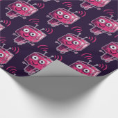 Niedlicher Roboter rosa lila Gänsekinder Geschenkpapier (Ecke)