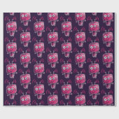 Niedlicher Roboter rosa lila Gänsekinder Geschenkpapier (Flach)