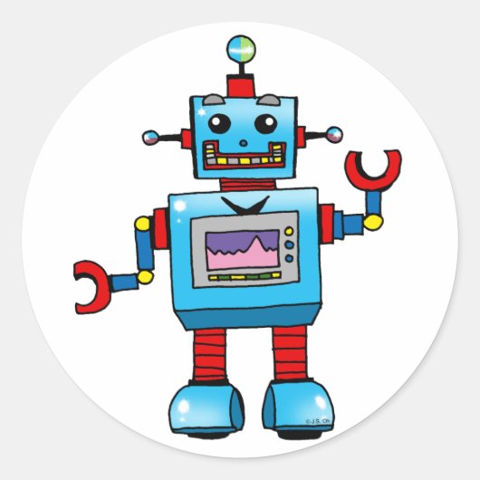Niedlicher Roboter Runder Aufkleber (Vorderseite)