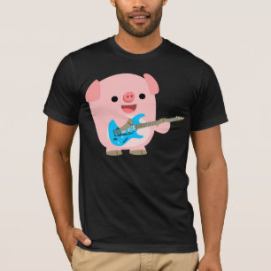 Niedlicher Rockin Cartoon-Schwein-T - Shirt
