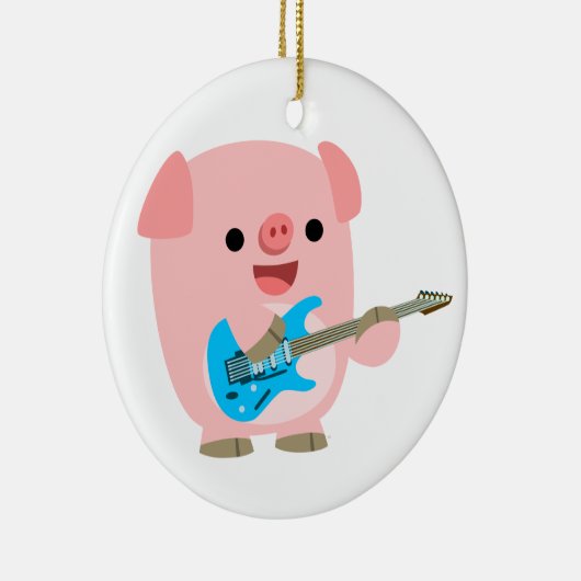 Niedlicher Rockin-Cartoon Schweinefleisch Keramik Ornament (Rechts)