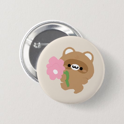 Niedlicher romantischer Biber Button (Vorne & Hinten)