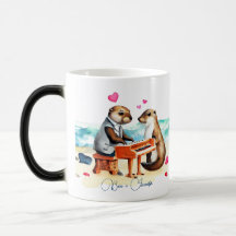 Niedlicher romantischer Cartoon Otters Couple in d