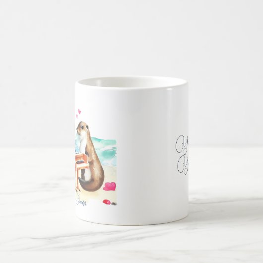 Niedlicher romantischer Cartoon Otters Couple in d Verwandlungstasse (Mittel)