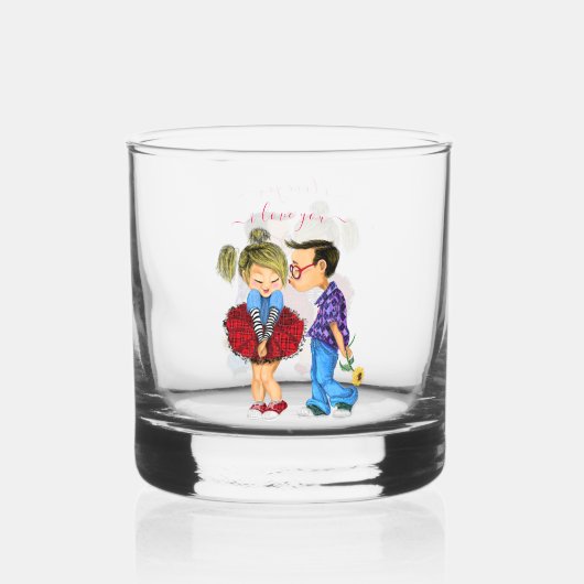 Niedlicher romantischer Couple-Liebe Text anpassba Whiskyglas (Rückseite)