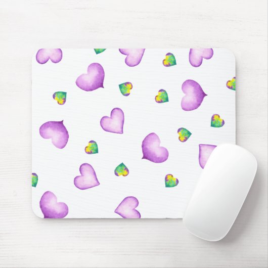 Niedlicher romantischer Lila Herztag Valentinstag Mousepad (Mit Mouse)