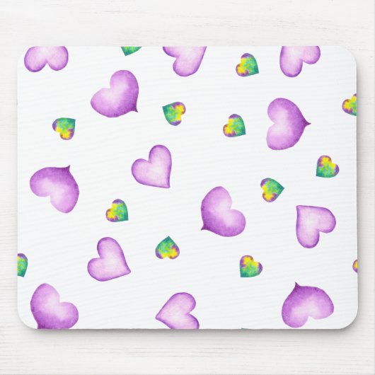 Niedlicher romantischer Lila Herztag Valentinstag Mousepad (Vorne)