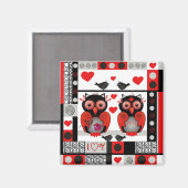 Niedlicher romantischer Magnet mit Eulen und Text (Vorderseite/Rückseite)