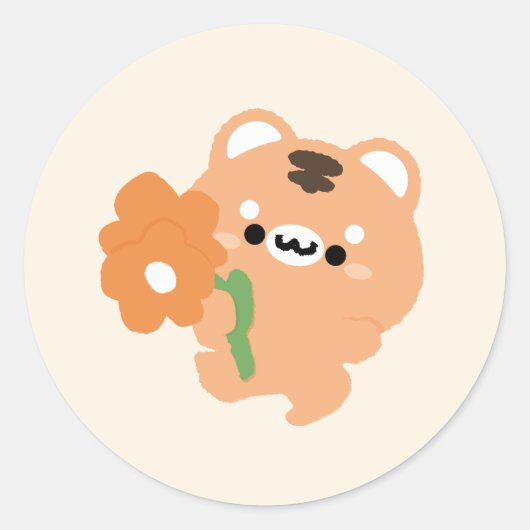 Niedlicher romantischer Tiger Runder Aufkleber (Vorderseite)