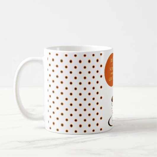 Niedlicher Rooster Orange Schwarz-weiß Polka Dots Kaffeetasse (Links)
