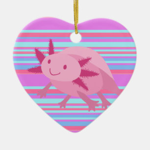 Niedlicher rosa AlbinoAxolotl Keramikornament