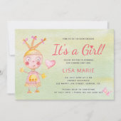 Niedlicher rosa Aquarellroboter, Mädchendusche Einladung (Vorderseite)