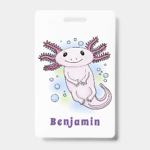 Niedlicher rosa Axolotl-Cartoon Ausweis