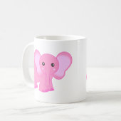 Niedlicher rosa Baby-Elefant Kaffeetasse (Vorderseite Links)