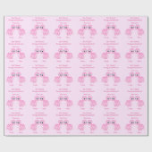 Niedlicher rosa Baby-Mädchen-Dinosaurier Geschenkpapier (Flach)