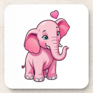 Niedlicher rosa Babyelefon mit Liebe Getränkeuntersetzer