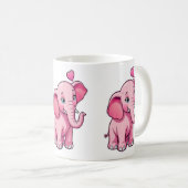 Niedlicher rosa Babyelefon mit Liebe Kaffeetasse (VorderseiteRechts)