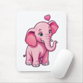 Niedlicher rosa Babyelefon mit Liebe Mousepad (Mit Mouse)