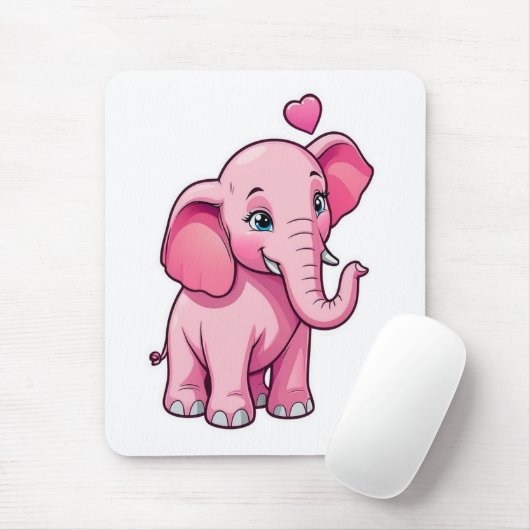 Niedlicher rosa Babyelefon mit Liebe Mousepad (Mit Mouse)