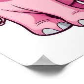 Niedlicher rosa Babyelefon mit Liebe Poster (Ecke)