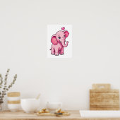 Niedlicher rosa Babyelefon mit Liebe Poster (Küche)