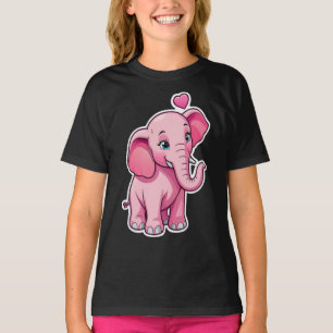 Niedlicher rosa Babyelefon mit Liebe T-Shirt