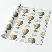 Niedlicher rosa Bär in Heißluftballon Illustrierte Geschenkpapier (Ungerollt)