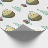 Niedlicher rosa Bär in Heißluftballon Illustrierte Geschenkpapier (Ecke)