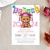 Niedlicher rosa Bär Kindergarten Abschluss Einladu Einladung