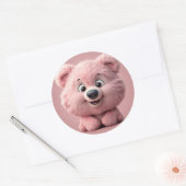 Niedlicher rosa Bärenklassiker Rundaufkleber Runder Aufkleber (Umschlag)