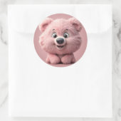 Niedlicher rosa Bärenklassiker Rundaufkleber Runder Aufkleber (Tasche)