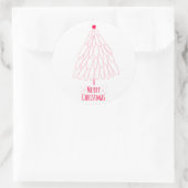 Niedlicher Rosa Baum Moderne frohe Weihnachten Runder Aufkleber (Tasche)